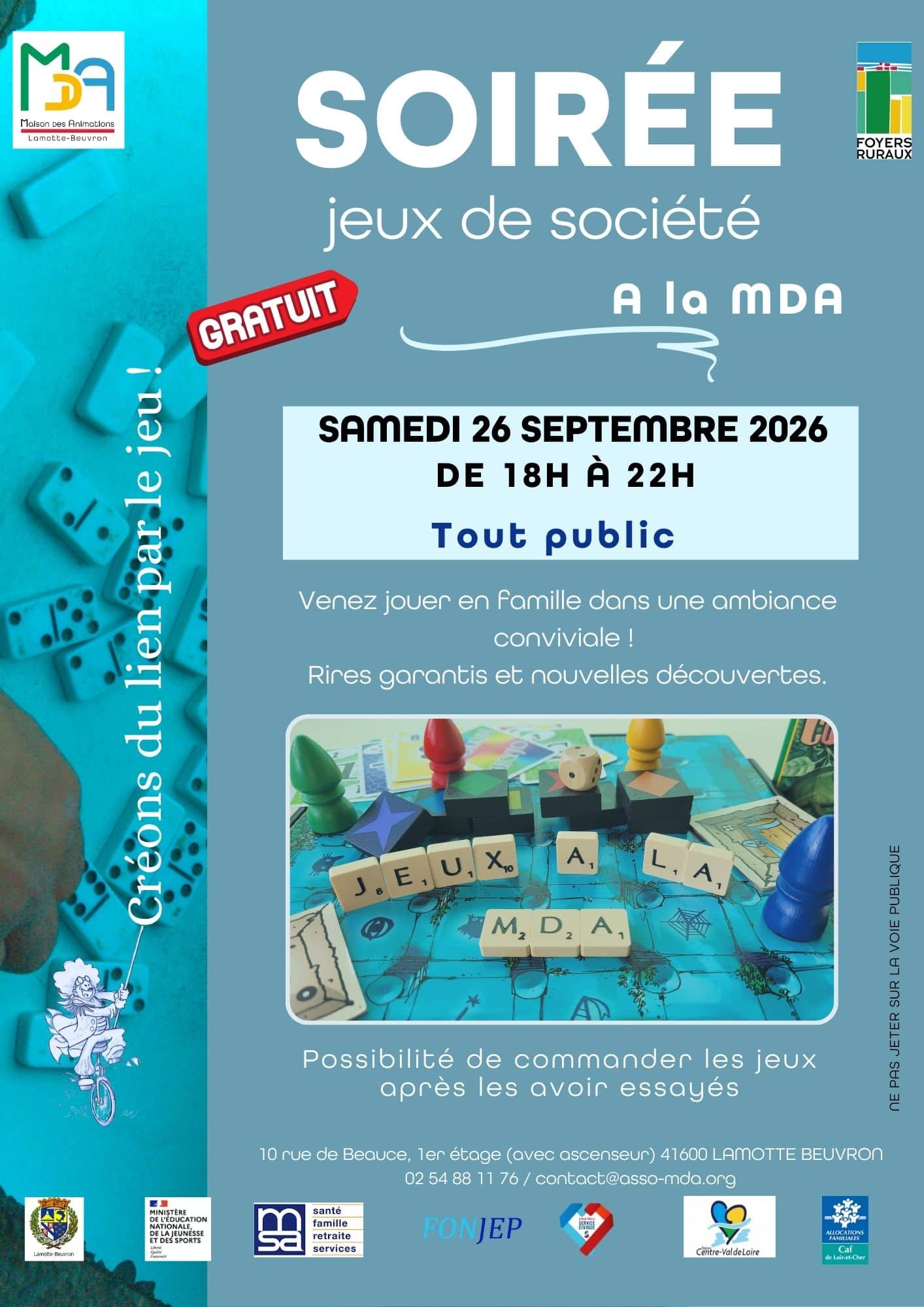 Affiche Soirée jeux 26 sept 2026